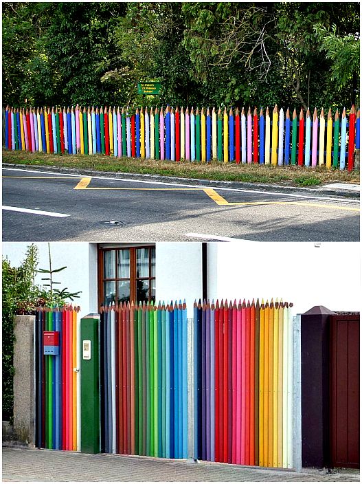 A fence in the form of colored pencils.