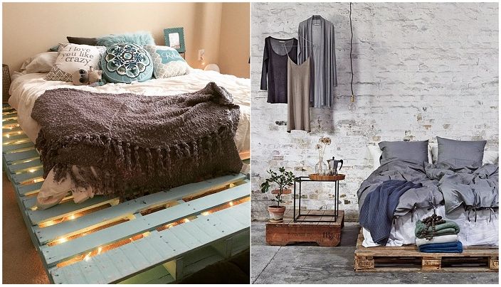 Interesting ideas for decorating pallet beds.