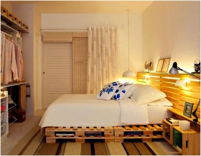 The wooden headboard and the bed frame itself radiate warmth and comfort.