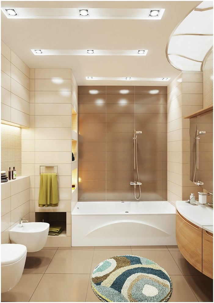 design de salle de bain beige et marron