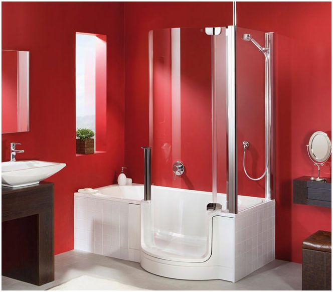 червен дизайн на банята
