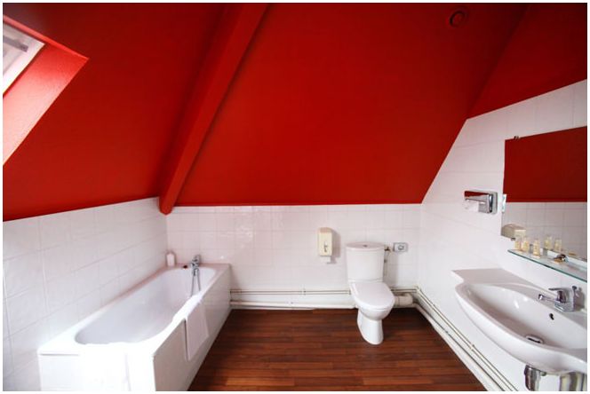 Conception de salle de bain rouge