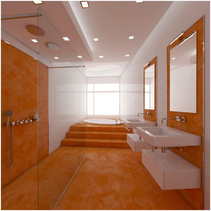 оранжев дизайн на баня