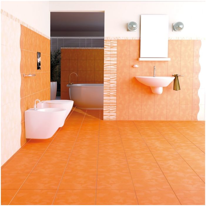 Оранжев дизайн на баня