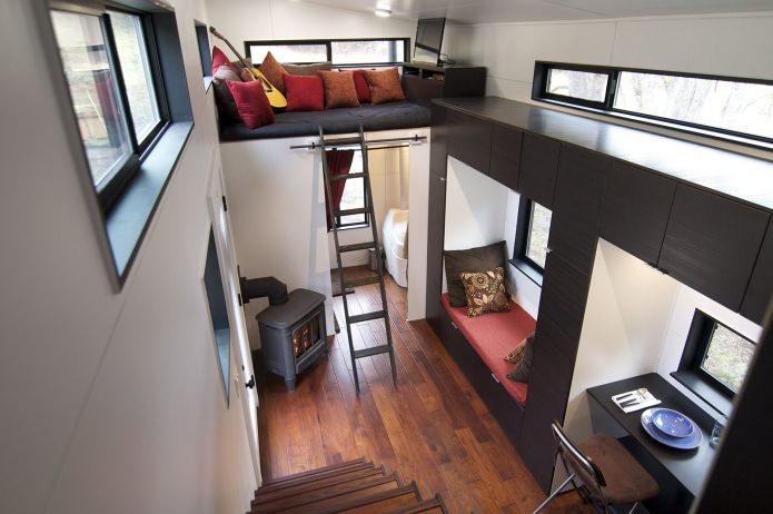 Intérieur d'un mobile home wagon avec remorque