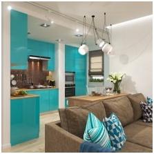 Interieurs met turquoise kleur: functies, foto-1