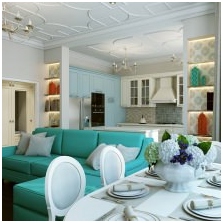 Interieurs met turquoise kleur: functies, foto-3