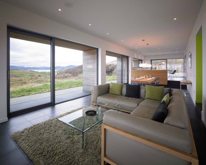 living room in the interior of a one-story country house