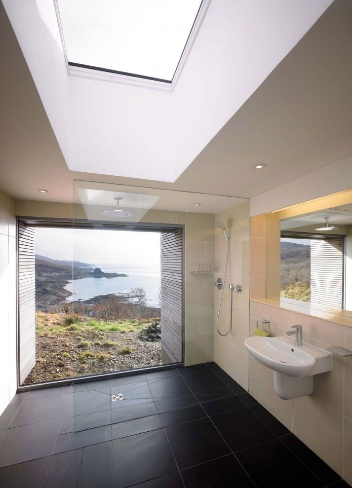 shower in the interior of a one-story country house