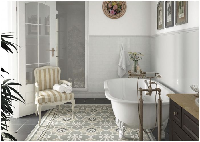 piastrelle del bagno in stile country grigio