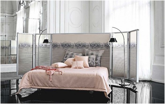 Interesting bedroom design by Roche Bobois with a touch of tenderness.