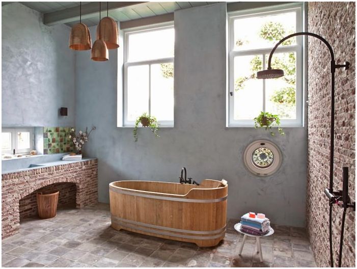 conception de salle de bain de style campagnard