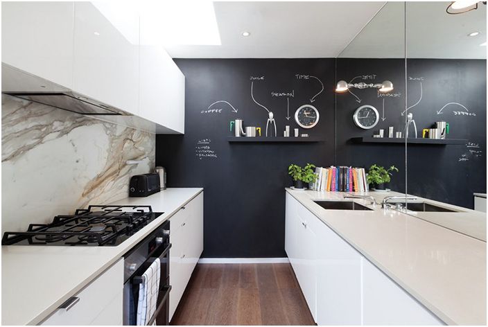 Mirror in the interior of the kitchen