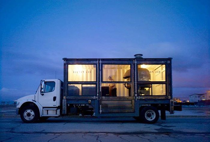 Mobile pizzeria in California.