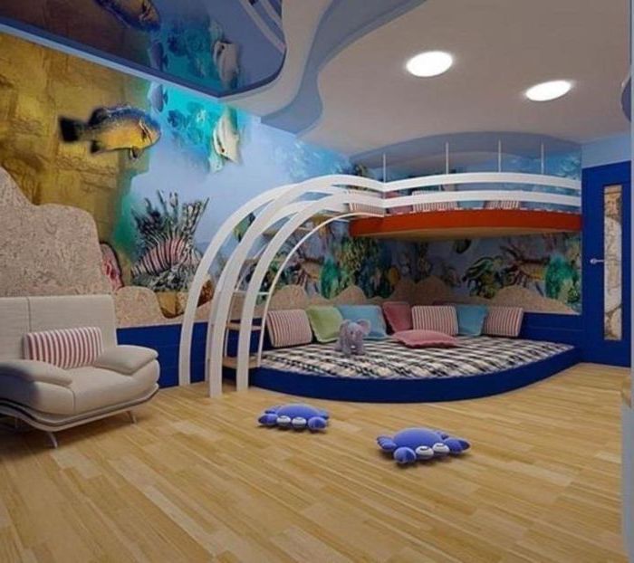 Children's room in the underwater world.