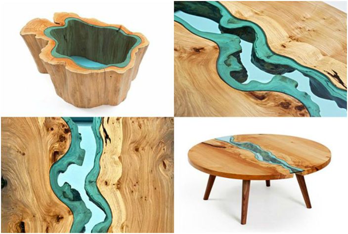 Творчески мебели от дърво и стъкло от дизайнера Грег Класен.