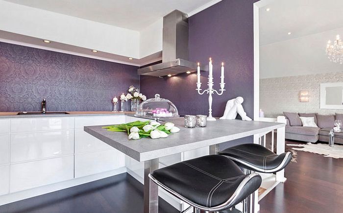 Luxurious lilac in the kitchen interior by Sylvia Fridman