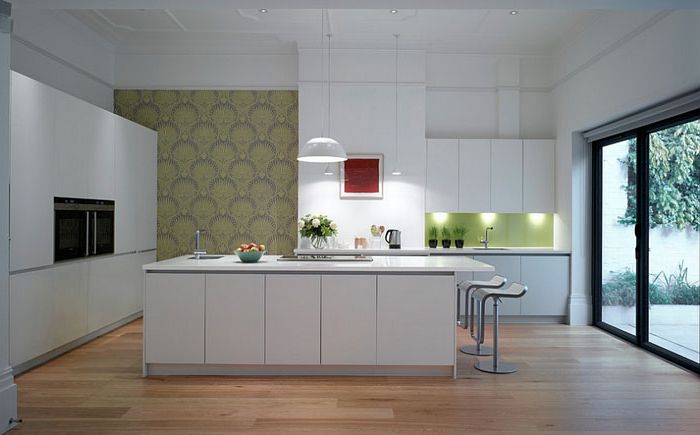 Accent wall in the interior of the kitchen