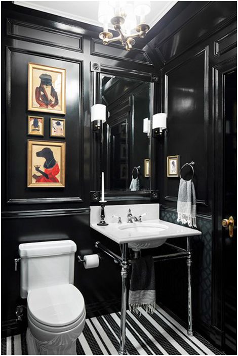 Interiér koupelny v černých barvách
