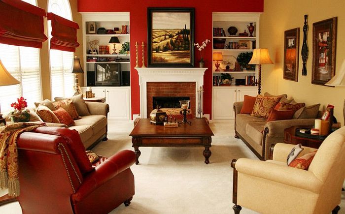 The magic of red in the living room interior