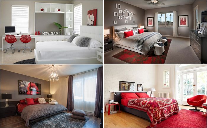 Diskretna strast: zapanjujuće crvene i sive spavaće sobe