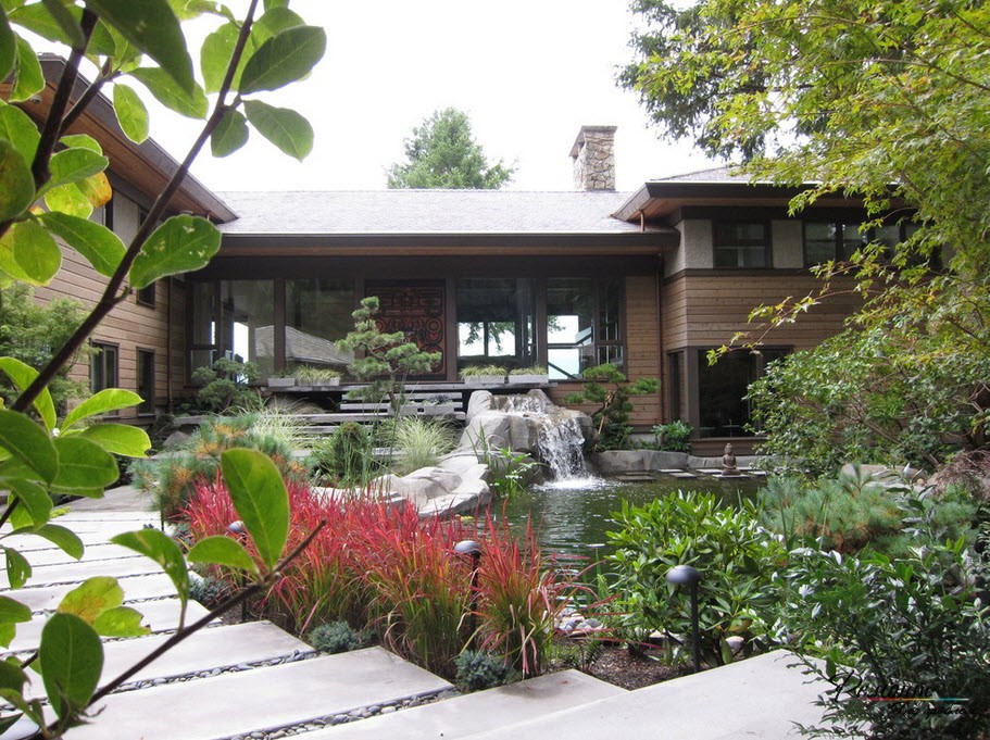 Houses In Japanese Style Exterior And Design Of The Site Garden And Courtyard In The Photo