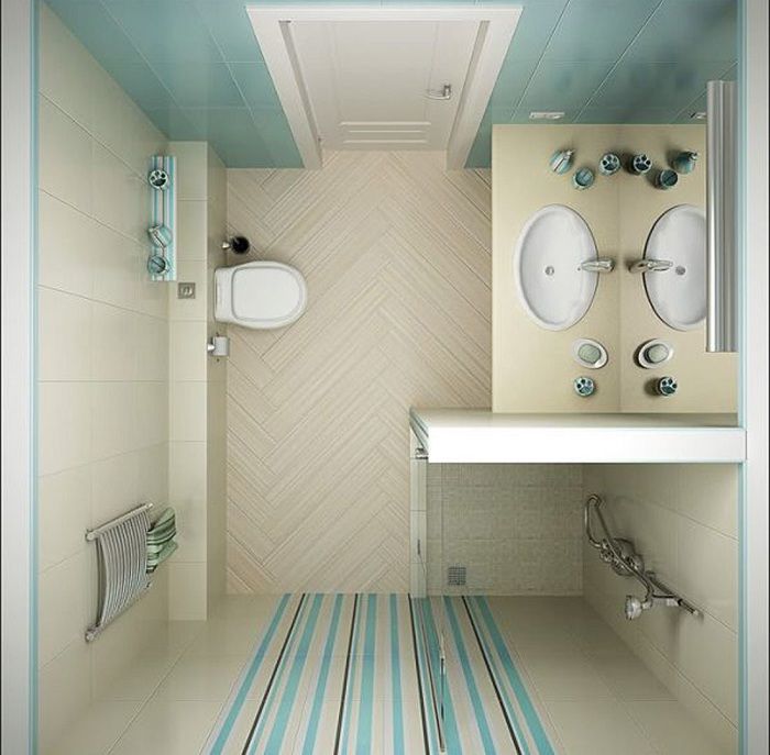 Светлые тона позволят зрительно расширить пространство в ванной комнате.