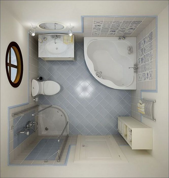 La baignoire d'angle s'intégrera parfaitement à l'intérieur d'une petite salle de bain.