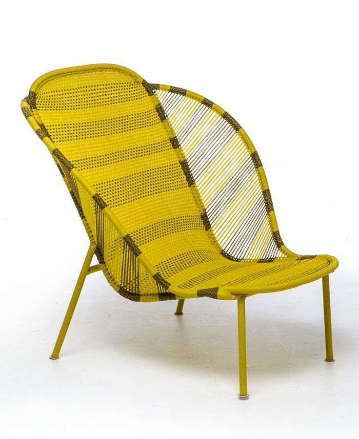 أثاث البلد الخارجي: كرسي أريكة صفراء زاهية - صورة 1