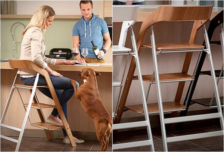 Comfortable stepladder chair by the table