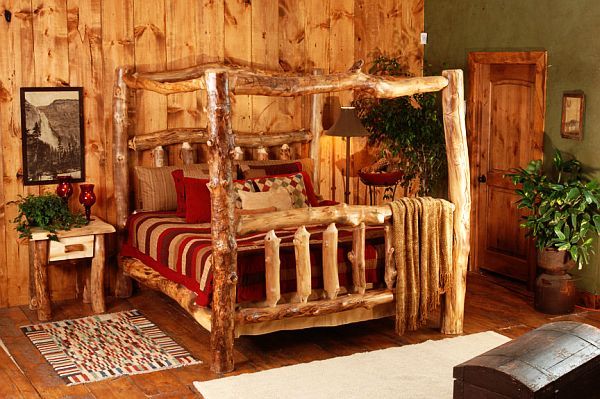 Дървено двойно легло