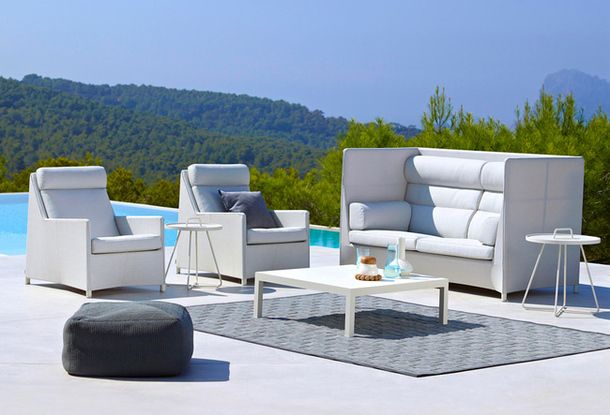 Upholstered furniture on the pool terrace