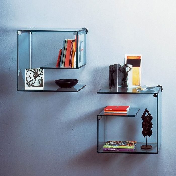 Glass shelves are a profitable solution for any interior.