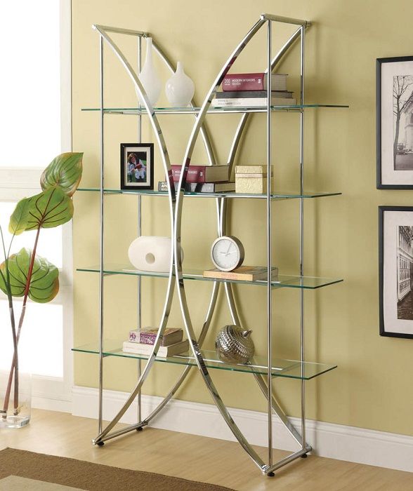 Creative glass shelves will be the best option for decor.