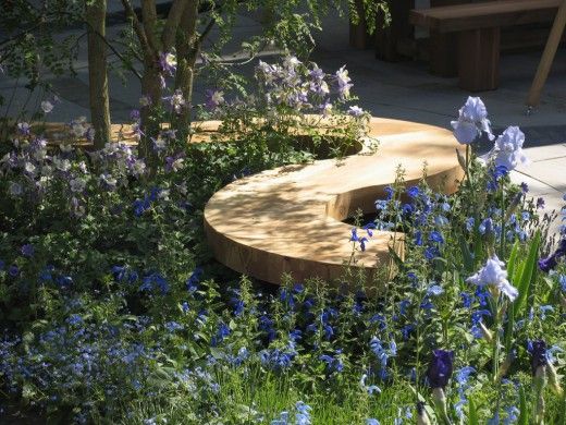 Dizzying Wooden Park Bench