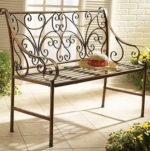 High backrest metal bench