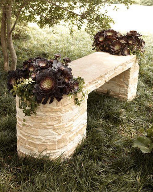 Stone bench for garden