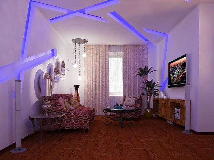 Pohodlná modrá dekorácia interiéru LED.