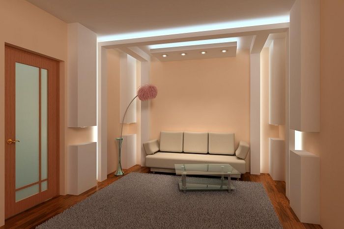 أحد أفضل الحلول لإنشاء غرفة جلوس باللون البيج مع إضاءة أصلية.
