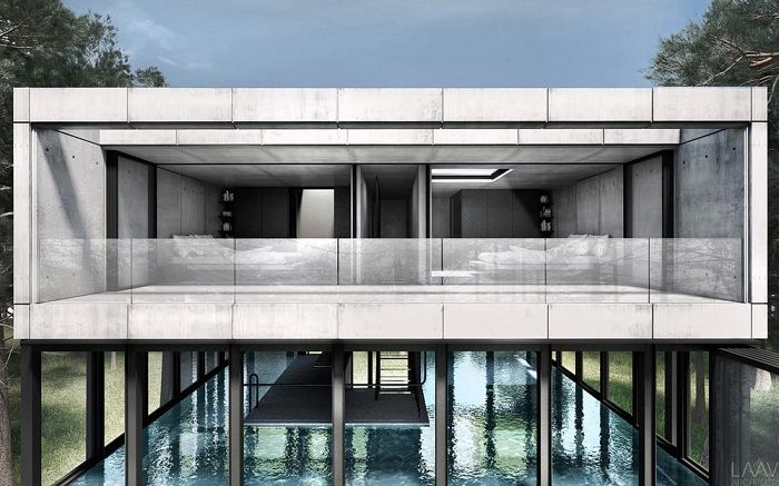 Villa Clessidra is a concept villa made of concrete, glass and steel.