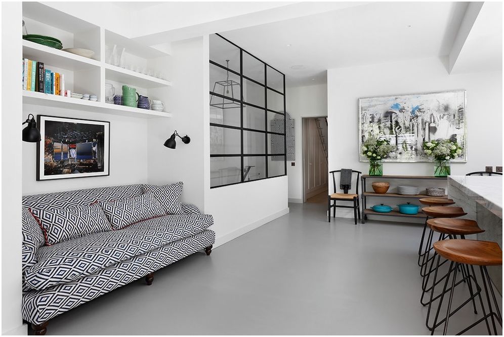 Moderná obývacia izba s kuchynským kútom: nápady na racionálne využitie priestoru 15 m2. m