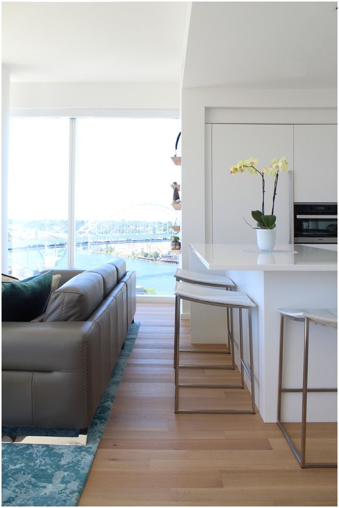 Moderní obývací pokoj s kuchyňským koutem: nápady pro racionální využití prostoru 15 m2. m