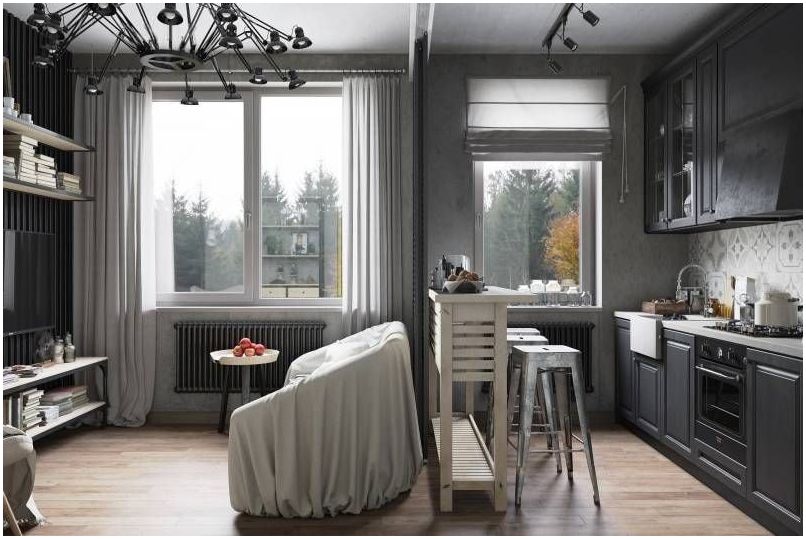 غرفة معيشة حديثة مع مطبخ صغير: أفكار للاستخدام الرشيد للمساحة 15 متر مربع. م