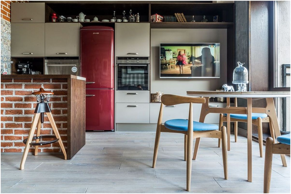 Cucina-soggiorno con bar: foto di interni in diversi design tematici