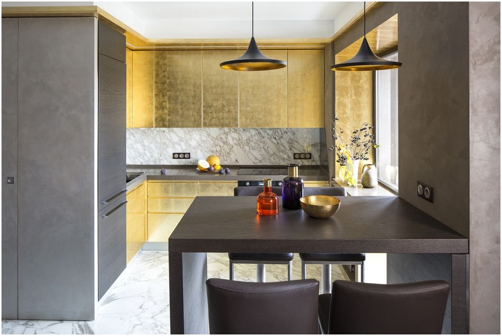 Kök-vardagsrum med bar: foton av interiörer i olika tematisk design