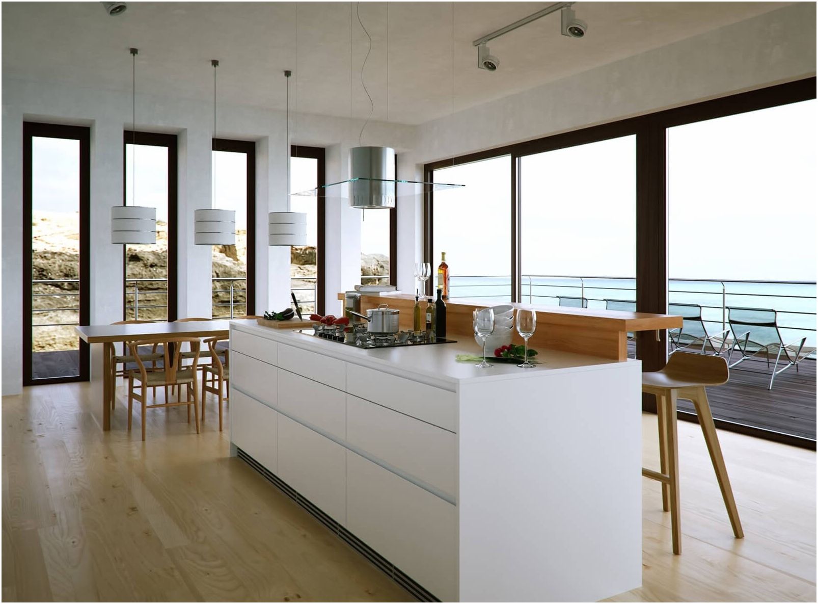 Kök-vardagsrum med bar: originella idéer för interiören