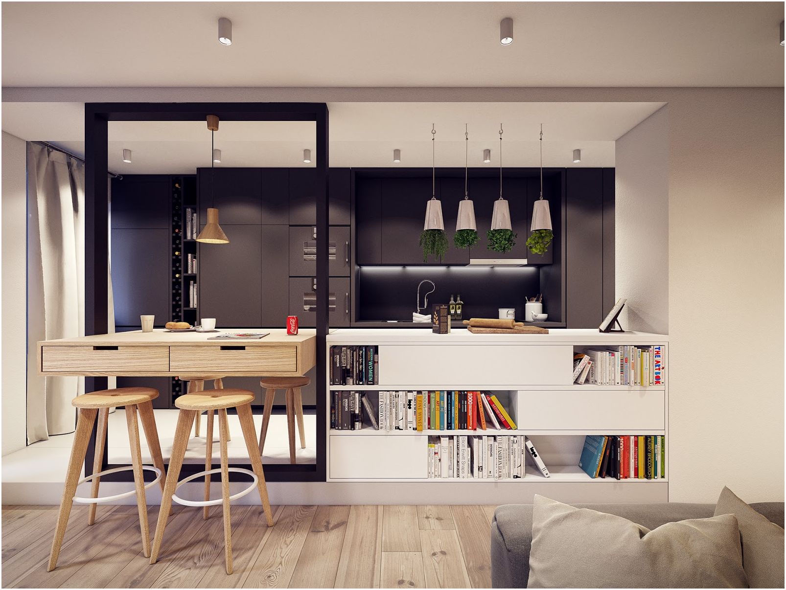 Obývací pokoj s barem: originální nápady pro interiér