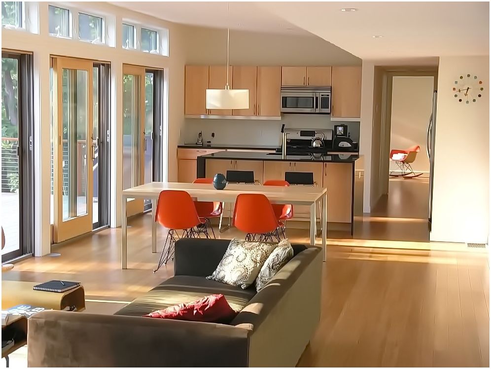 Obývací pokoj v kuchyni: současné nápady na design v roce 2019